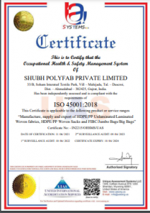 Certificate of shubh polyfab pvt limited